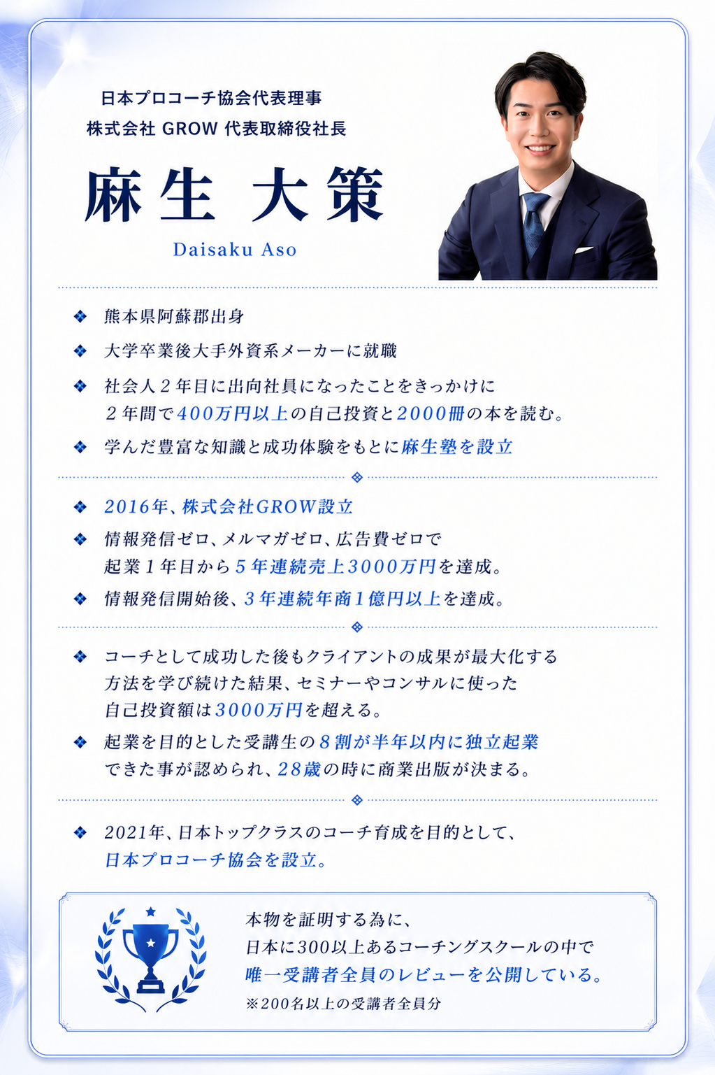 麻生大策プロフィール